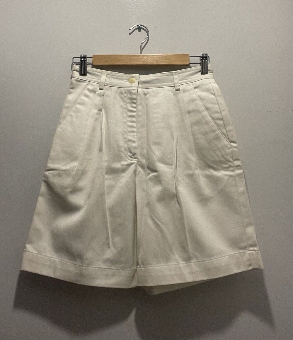 VTG Liz Claiborne Lizsport Pleated Golf Shorts OffWhite Women's 6P  Extra Button